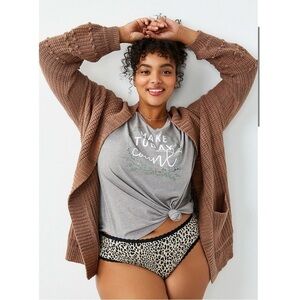 Maurices Womens Plus Sz OX Solid Bobble Sleeve Open Front Cardigan Front Pockets